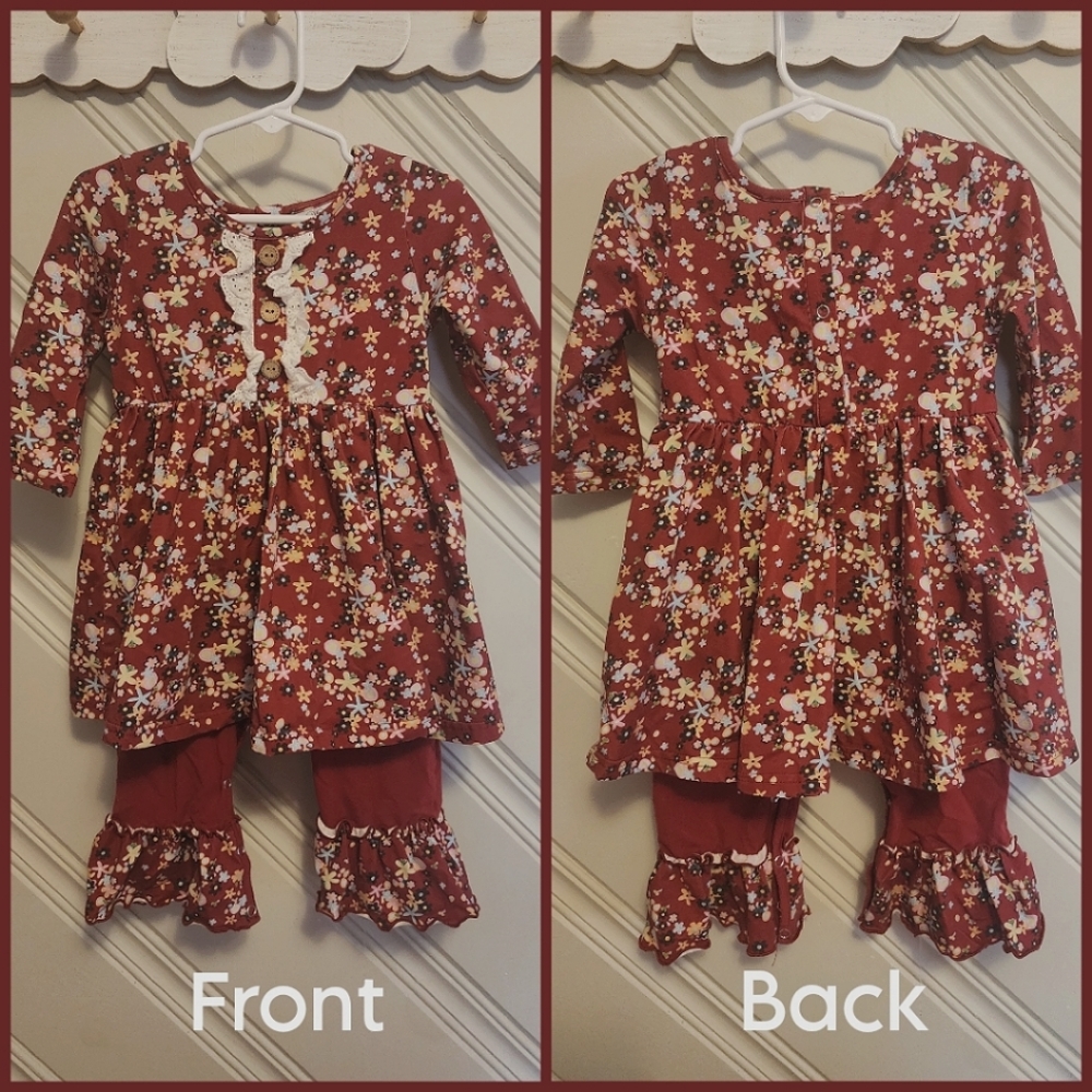 Serendipity 18M Marroon Floral Fall Outfit
